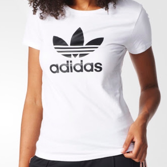 adidas trefoil tee womens black